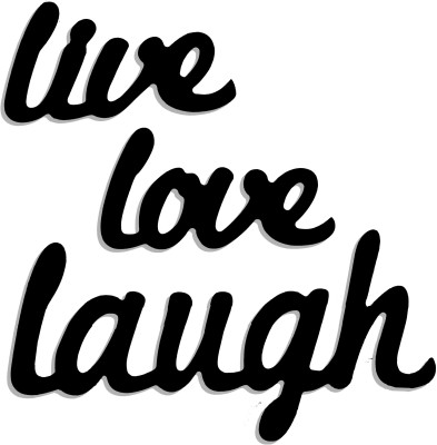 KORZA HOME Pine Wood Live Love Laugh Ready To Hang Laser Cutout Home And Office Wall Decor Pack of 3(14.47 cm X 29.71 cm, Black Matte)