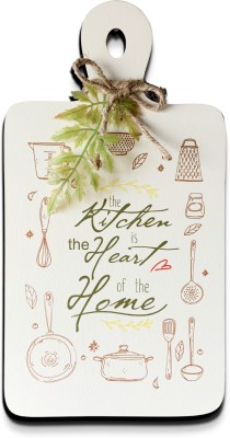 Chalk My Theme Kitchen Is The Heart Of Home Quote in Wood Print(Multicolor)