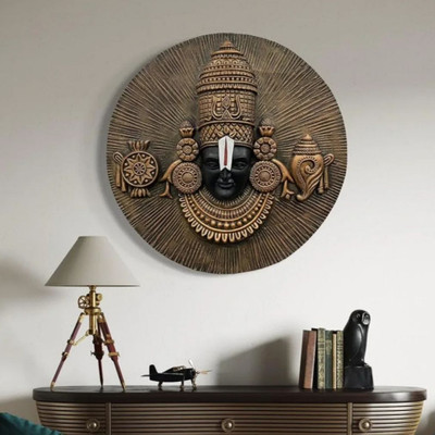 MCrafts Handcrafted Lord Venkateswara Wall Hanging | 20 x 20 Inches(Black)