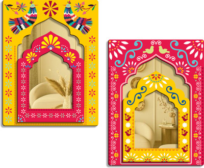 Suveharts Wall Hanging Decorative Items | Home Decoration Material | Jharokha Hanging - 01 Pack of 2(0.3 cm X 19.5 cm, Yellow)