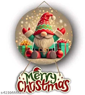 ambika fashion Premium Merry Christmas Santa Clause Printed Wall Hanging/Door Hanging(CR-02, Multicolor)