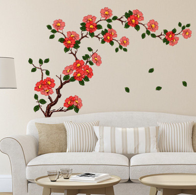 Volxo 75 cm Floral Branch Antique Flowers' Wall Stickers Self Adhesive Sticker(Pack of 1)