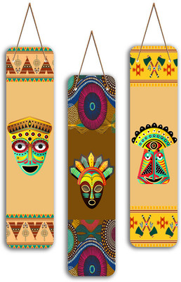 saf modern art Mdf Wooden Wall Hanging , wall painting Pack of 3(Multicolor)