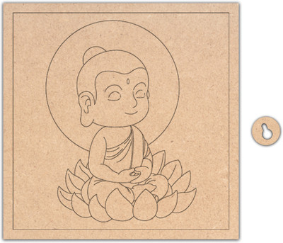 Artifacts Junction Lord Buddha | Pre-Marked MDF Cutout for DIY Craft(12 inch X 12 inch, Light Brown)
