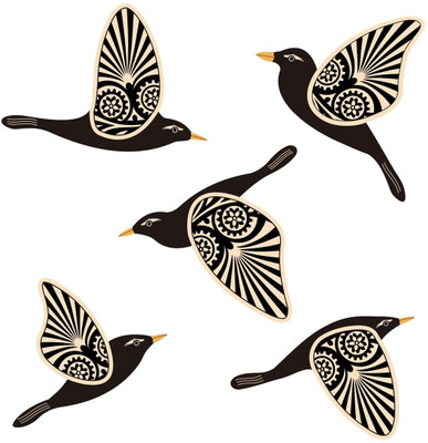 Anee The World 5 Pieces Birds for Wall Art Panel | Wood Bird Folk Art Wall Pack of 5(Multicolor)