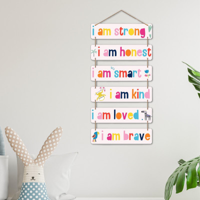 eCraftIndia Kids Affirmations, I Am Smart Kind Strong Honest Brave Loved Wall Hanging(78.74 cm X 0.2 cm, Multicolor)