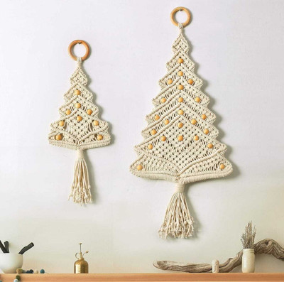 Twine Tales TwineTales- Handmade Wall Hanging Decor item Tree Pack of 2(White)