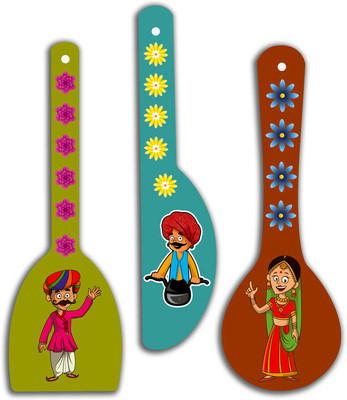 saf Set of 3 Spoon Shape Designer MDF Wall Hanging|Wall Decoration |WHC-S-03 Pack of 3(Multicolor)
