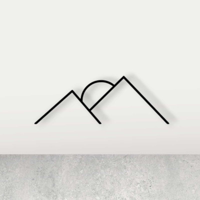 THING MAKER Minimalist Mountain and Sun Line Art – Modern Black Wall Decor for Any Room(0.2 cm X 40 cm, Black)