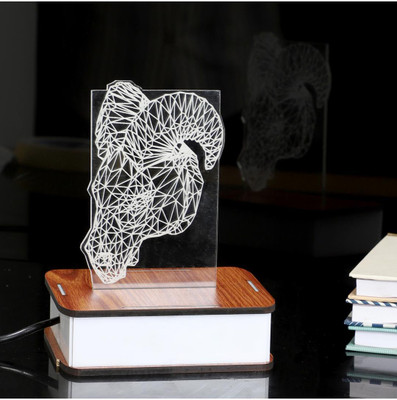 Somil 3D LED Illusion Buffalo Night Light Light Table Lamp(17 cm, White, Yellow)