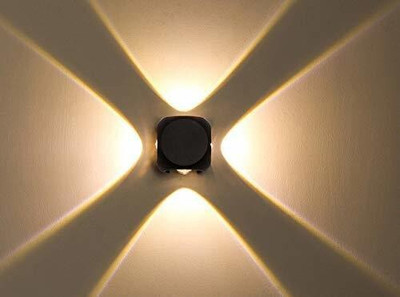 spark world 12 Watt LED Round Circular 4 X 3W Outdoor Exterior Wall Step Up Down Left Right Post Light Outdoor Lamp(Black)