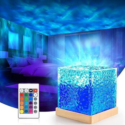 The GreeK Dynamic Water Ripple Projection Light, USB Portable wave cube Lamp for Home Night Lamp(12 cm, White)
