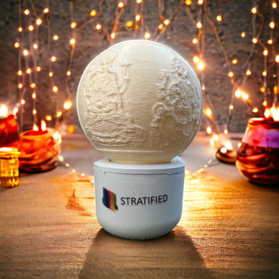 Stratified Laxmi Ganesh Diwali Light 3D Printed Night Lamp(9 cm, Red)