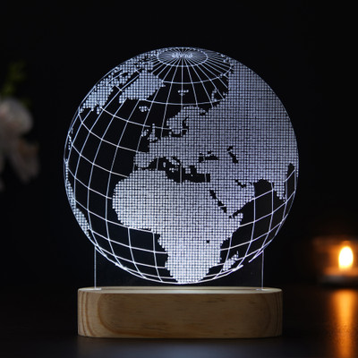 eCraftIndia Globe Design Decorated Table Night Lamp With Rechargeable Battery Night Lamp(25 cm, Blue)