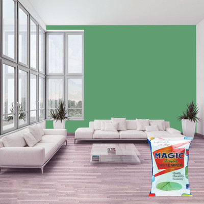 Magic Paints Acrylic Distemper Smooth Matte Finish Applied on Interior Cement Plaster ,Ceilings, Asbestos Sheets, Concrete as a Top Coat Finish PASTEL GREEN Distemper Wall Paint(10 L)