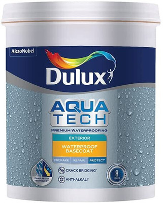 Dulux Aquatech Waterproof Basecoat, Elastomeric Waterproofing White Functional Wall Paint(1 L)