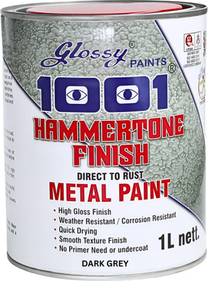 1001 Hammertone Finish Metallic Paint for Almirah & Metal Dark Grey Enamel Wall Paint(1 L)