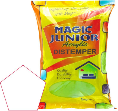 Magic Paints Junior Acrylic Distemper Smooth Matte Finish Applied on Cement Plaster WHITE Distemper Wall Paint(10 L)