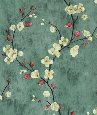 HOMEMATES Vinyl Floral & Botanical Green Wallpaper(L x W: 304.8 cm x 45.72 cm, Pack of 4)