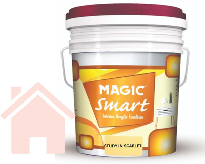 Magic Paints Smart Interior Acrylic Emulsion |Premium Finish |Long-Lasting Durability |Smooth and Pleasant Matt Finish | Good Opacity STUDY IN SCARLET Emulsion Wall Paint(4 L)