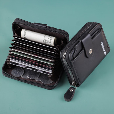 Watch Star Men & Women Casual, Formal Black Genuine Leather Card Holder(9 Card Slots)