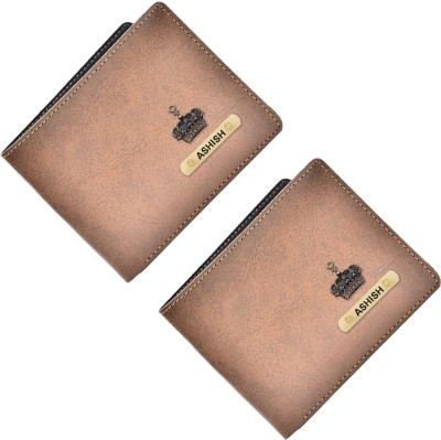 Your Gift Studio Men Casual, Trendy, Formal, Travel, Evening/Party Brown Artificial Leather Wallet(2 Card Slots, Pack of 2)