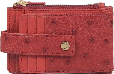 HIDESIGN Women Casual Red Genuine Leather Card Holder(12 Card Slots)