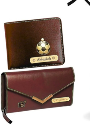Impression on heart Men & Women Casual, Ethnic, Evening/Party, Formal, Travel, Trendy Red Genuine Leather Wallet(3 Card Slots, Pack of 2)