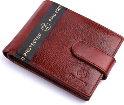 GO HIDE Men Casual Brown Genuine Leather Wallet(8 Card Slots)
