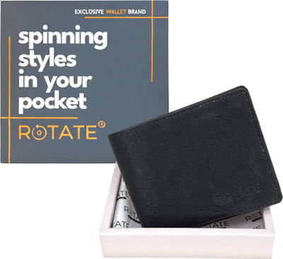 ROTATE Men Casual, Formal, Evening/Party Black Artificial Leather Wallet(3 Card Slots)