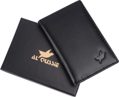 Al Qussie Men & Women Casual Black Genuine Leather Card Holder(6 Card Slots)