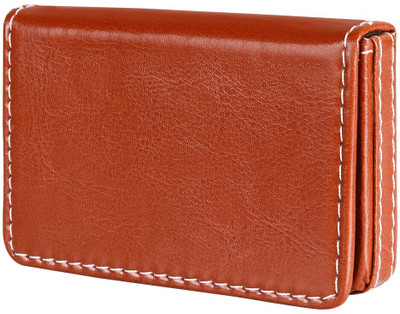 KAVRIXA Men & Women Casual Tan Artificial Leather Card Holder(12 Card Slots)