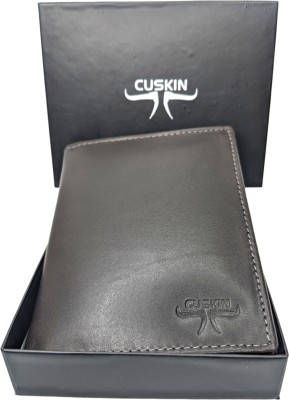 cuskin Men Brown Genuine Leather Wallet(7 Card Slots)