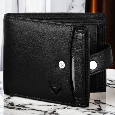 LORENZ Men Casual Black Genuine Leather Wallet(4 Card Slots)