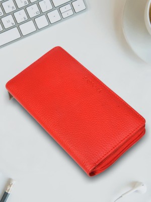 Sassora Women Casual, Ethnic, Travel, Trendy, Formal, Evening/Party Red Genuine Leather Wallet(14 Card Slots)