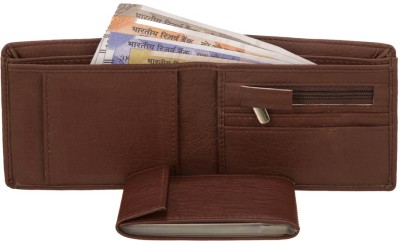 Hidelink Men Casual Brown Artificial Leather Wallet(8 Card Slots)