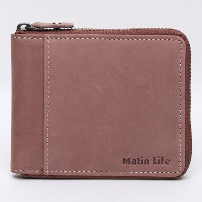 MATIN Life Men Formal Brown Genuine Leather Wallet(4 Card Slots)