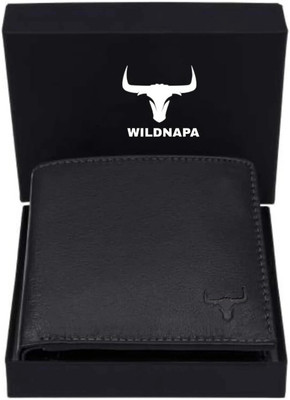 WILD NAPA Men Black Genuine Leather Wallet(8 Card Slots)