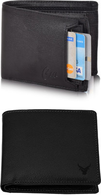 FF TRADERS Men Formal, Ethnic, Casual, Travel, Trendy Black, Black Artificial Leather Wallet(5 Card Slots, Pack of 2)