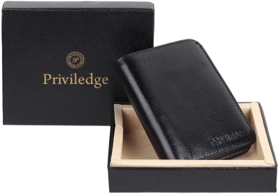 PRIVILEDGE Men Casual, Travel, Formal Black Genuine Leather Wallet(8 Card Slots)