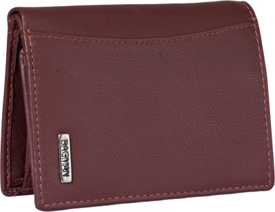 BAGMAN Men Casual Maroon Genuine Leather Wallet(9 Card Slots)