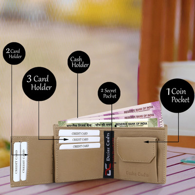 Wildemart Men Evening/Party, Travel, Formal, Trendy, Casual, Ethnic Beige Artificial Leather Wallet(6 Card Slots)