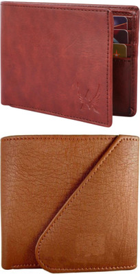 VIAZ VENTURES Men Casual, Formal, Trendy, Evening/Party, Travel Brown, Tan, Tan Artificial Leather Wallet(5 Card Slots, Pack of 2)