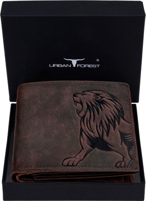 URBAN FOREST Men Casual Brown Genuine Leather Wallet(6 Card Slots)