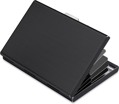 Khandhar RFID Protected 6 Slot SS Credit, ATM, Debit and Business Card Holder 6 Card Holder(Set of 1, Black)