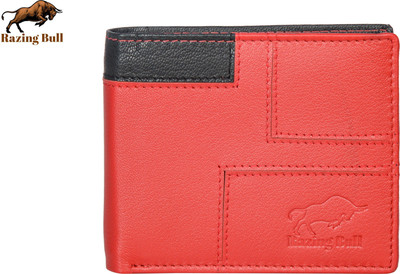 Razing Bull Boys Casual Red, Black Genuine Leather Wallet(9 Card Slots)