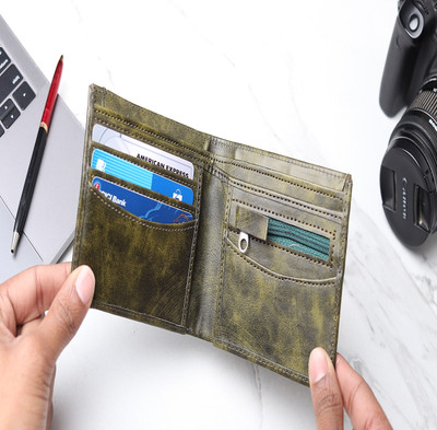HENEDA Men Formal Green Artificial Leather Wallet(5 Card Slots)