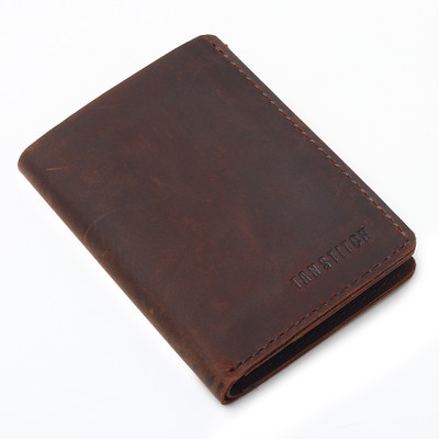 TANSTITCH Men Casual Brown Genuine Leather Card Holder(8 Card Slots)