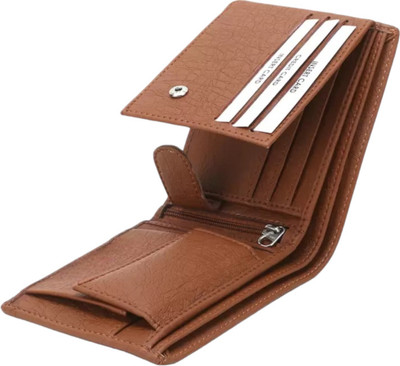 WALLETIN Men Formal Tan Artificial Leather Wallet(10 Card Slots)