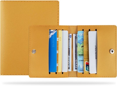 KRAPTICK Women Casual Yellow Fabric Card Holder(10 Card Slots)